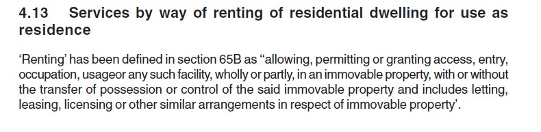 GST on rent RCM- Service Tax extract 